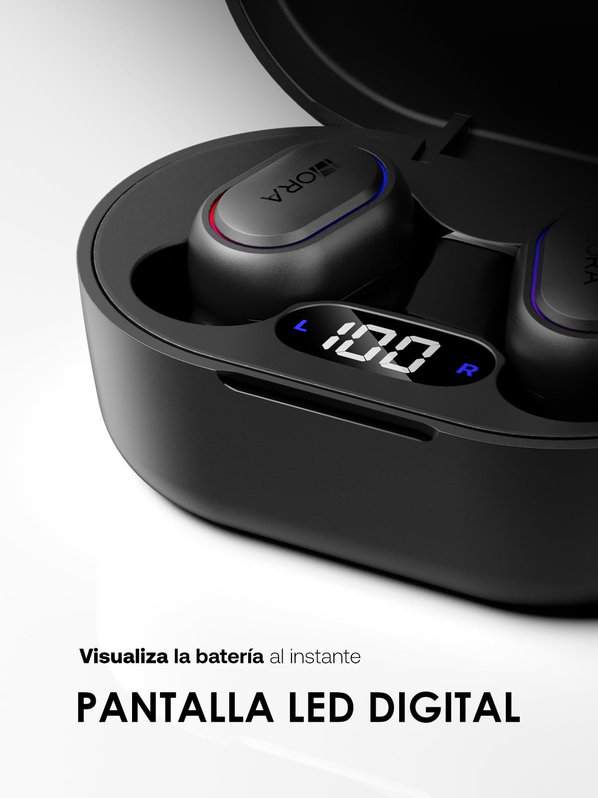 1 Hora Audífonos Inalámbricos Bluetooth con Pantalla LED