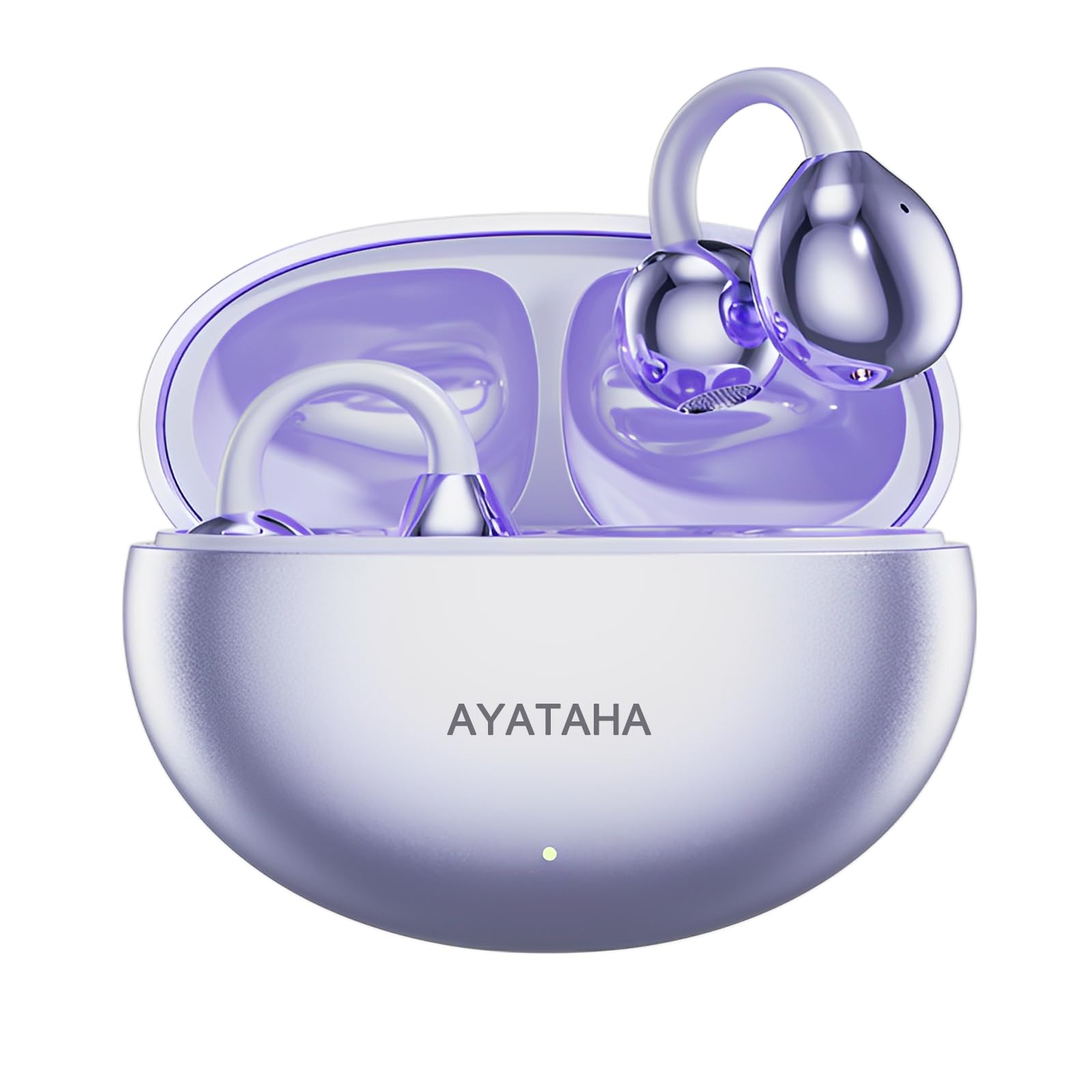 PTHTECHUS Audífonos Inalámbricos Bluetooth, Audífonos Deportivos 12mm Diafragmas con ENC, 30H Reproducción, IPX5, Compatibles con iPhone Android 5.4 Open-Ear, Llamadas nítidas (Púrpura)