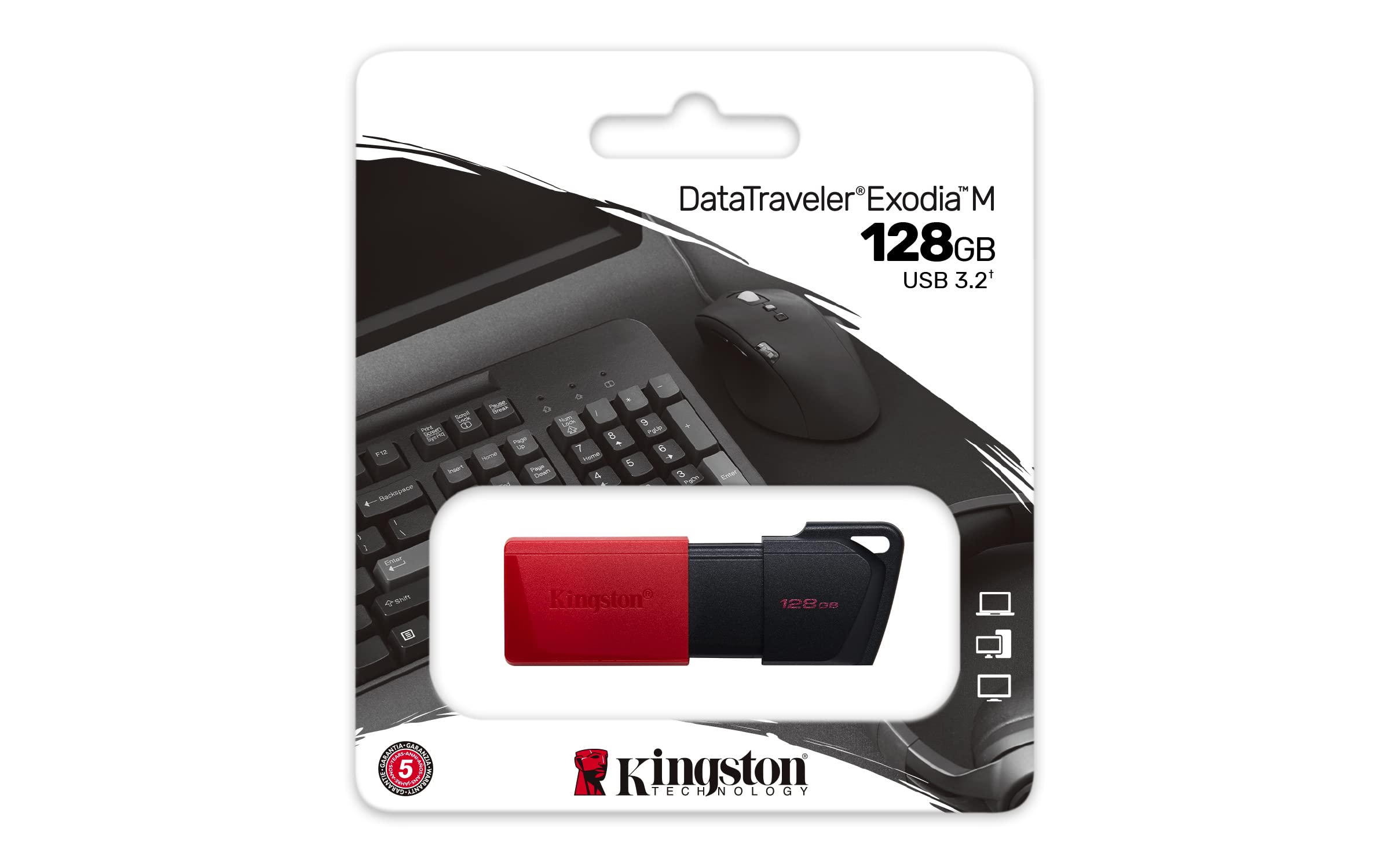 Kingston USB Data Traveler Exodia M, Capacidad: 128GB, USB 3.2 Gen 1 (DTXM/128GB)