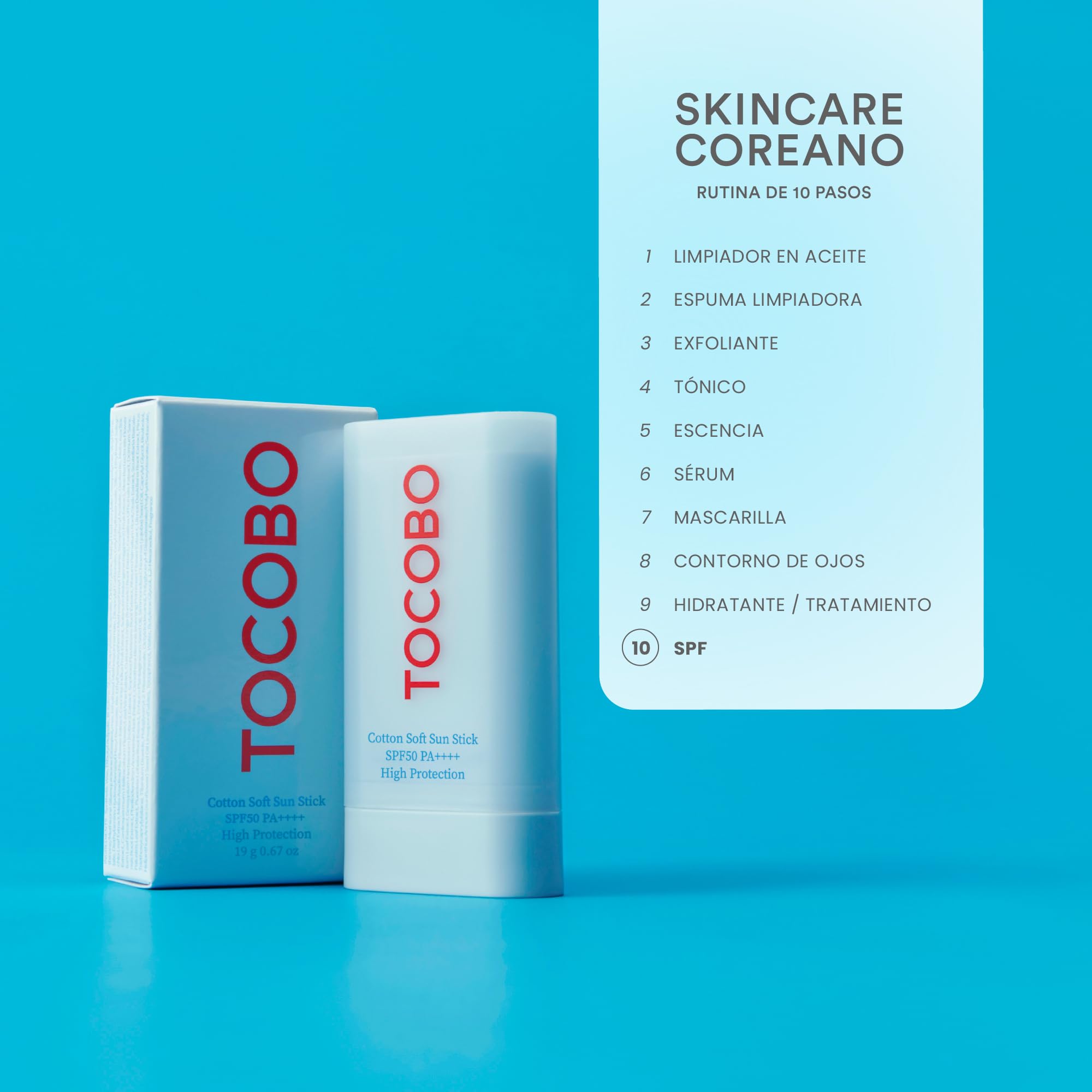 TOCOBO Cotton Soft Sun Stick SPF50+ PA+++ 19 g Barra Solar Suave de Algodón 19 g Barra Solar Facial Vegana con Acabado Mate