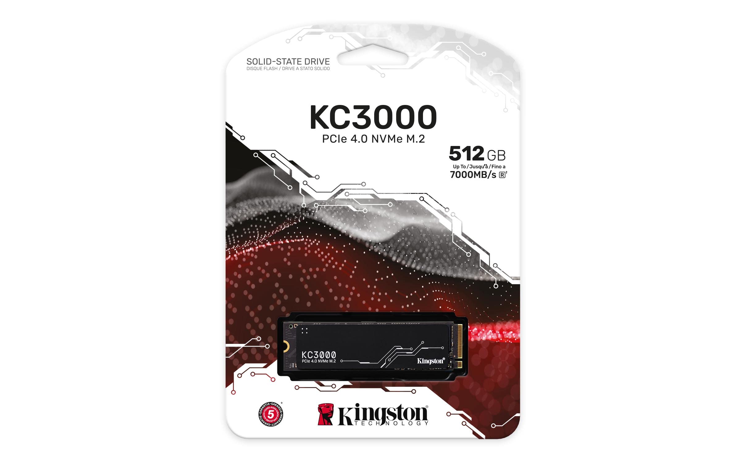 Kingston SSD KC3000, 512 GB, M.2 2280, NVMe PCIe Gen 4.0, Lectura: 7000MB/s y Escritura: 3900MB/s, SKC3000S/512G