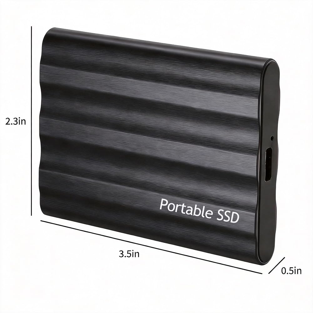 SSD portátil de 2 TB, unidad externa de estado sólido con transmisión rápida para actualización de almacenamiento, (negro)