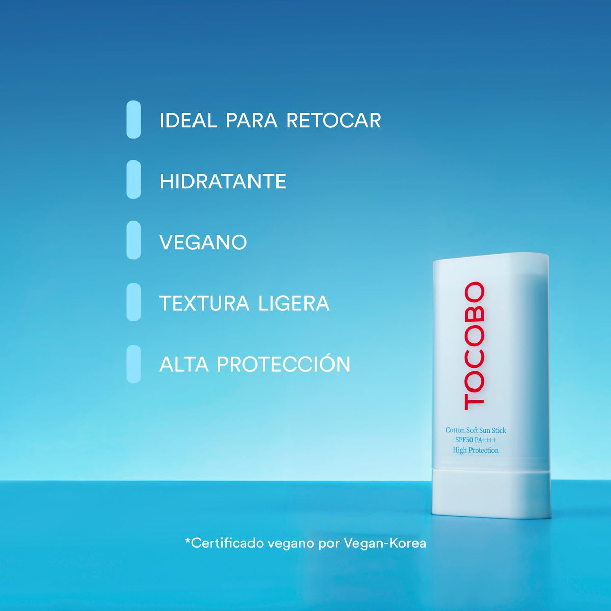 TOCOBO Cotton Soft Sun Stick SPF50+ PA+++ 19 g Barra Solar Suave de Algodón 19 g Barra Solar Facial Vegana con Acabado Mate