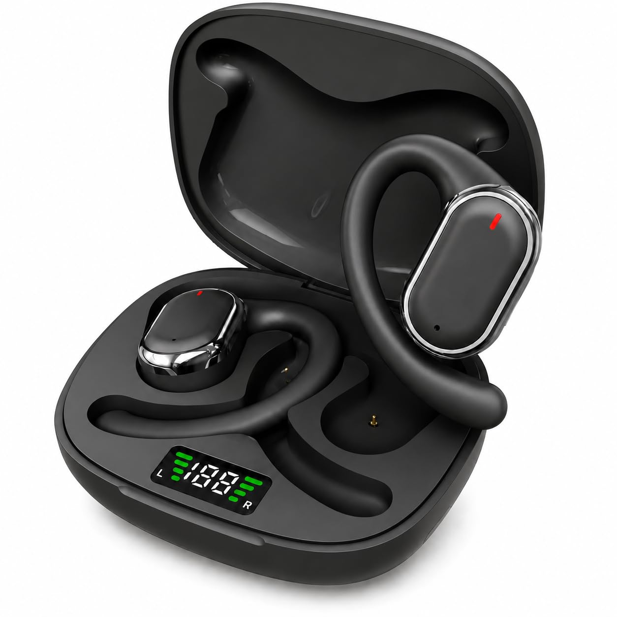 JMHRJKL Oído Abierto Audífonos Bluetooth 5.3, Audífonos Inalámbricos Deportivos, Transmisión de Sonido direccional, Sonido estéreo panorámico, 28 Horas de reproducción, Resistencia al Agua IPX5