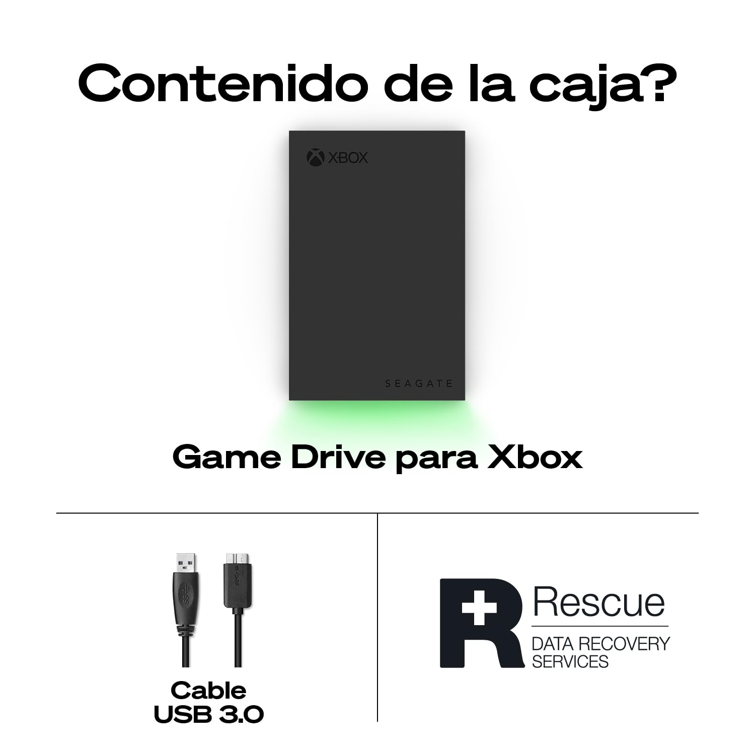 Seagate Disco Duro Externo Portátil para Xbox 5 TB, USB 3.2 Gen 1, Negro con luz LED Verde incorporada, Certificado Xbox (STKX5000403)