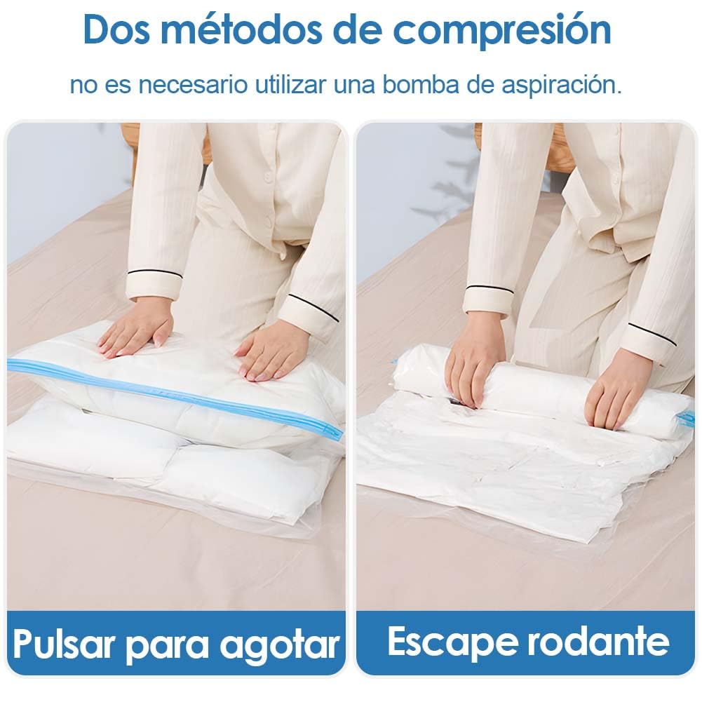 10 bolsas de Almacenamiento al vacio,Bolsas Vacio Ropa Enrollada a Mano, Bolsa Vacio Ropa Resistente Reutilizable Impermeable, 3 Tamaños (70x50cm, 60x40cm, 50x35cm)