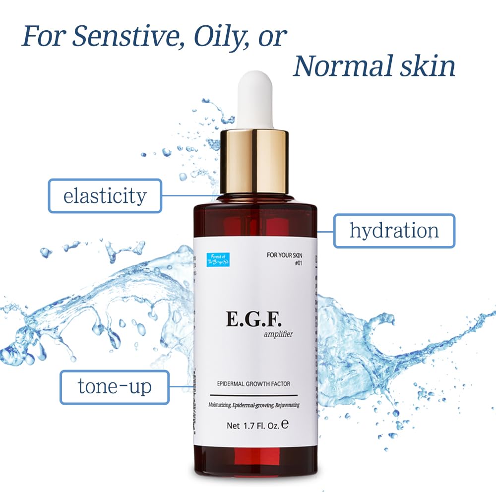 FOREST OF THE BORGES'S Suero EGF con factor de crecimiento epidérmico, 1,7 onzas líquidas/50 ml, ingredientes cosméticos para el suero facial, suero para la piel, factor de crecimiento EGF coreano, EGF, abundante después