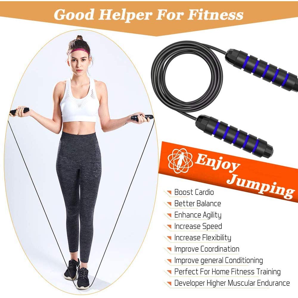 WAYAMY Cuerda para Saltar, Fácil de Ajustar y con Manijas Cómodas,Calidad Premium, Cuerda Ligera y Ajustable Mejor para Mantenerse en Forma, Pérdida de Peso, como Speed  (Azul)