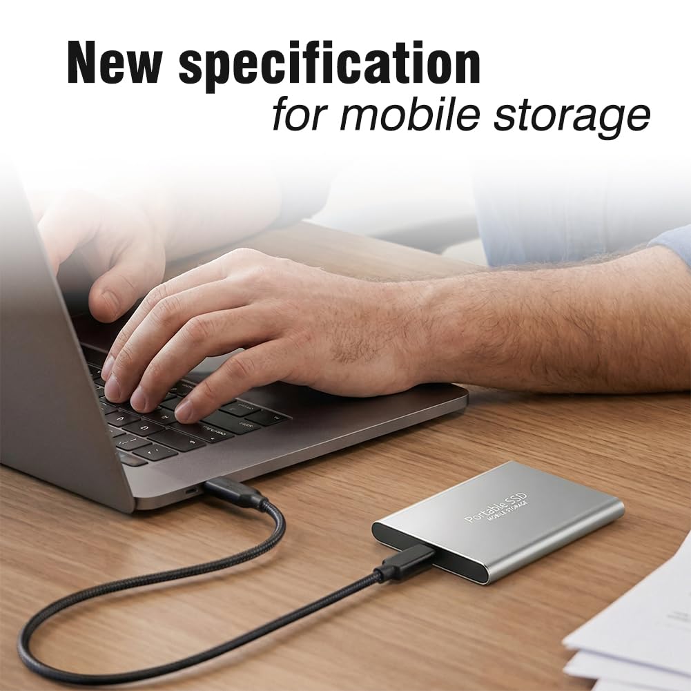 SSD portátil de 4 TB, unidad externa de estado sólido, expansión de almacenamiento de gran capacidad para teléfono y computadora, color plateado