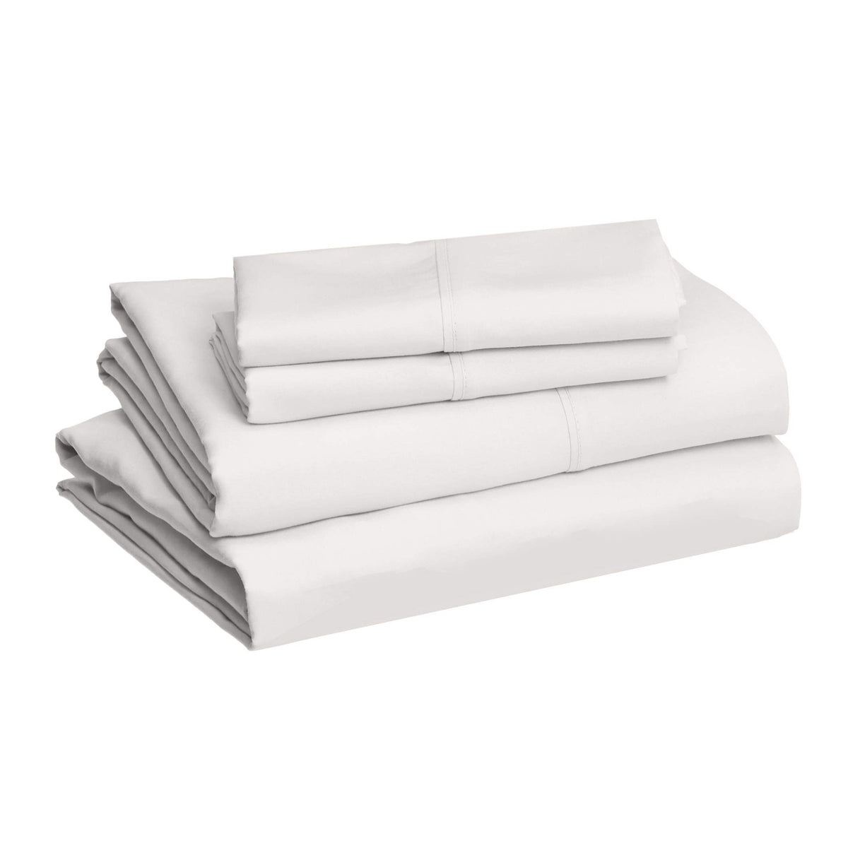 Amazon Basics - Juego de sábanas de 4 piezas de microfibra ligera y supersuave con bolsillos de 35.5 cm de profundidad, matrimonial, color crema, liso