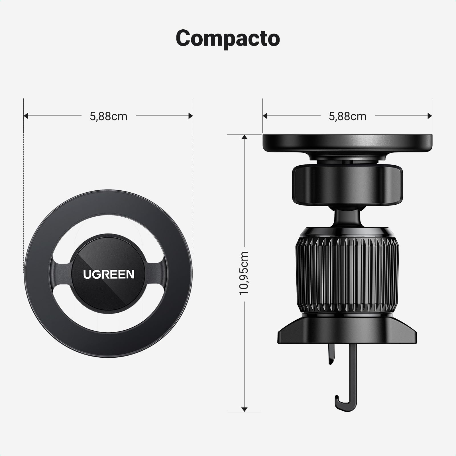 UGREEN Soporte Celular Automóvil Magsafe, Base Porta Auto para Rejillas de Aire 360° Giratorio, Compatible con iPhone 16 15 Pro MAX 14 13 12 y Otros Dispositivos con Anillo Magnético