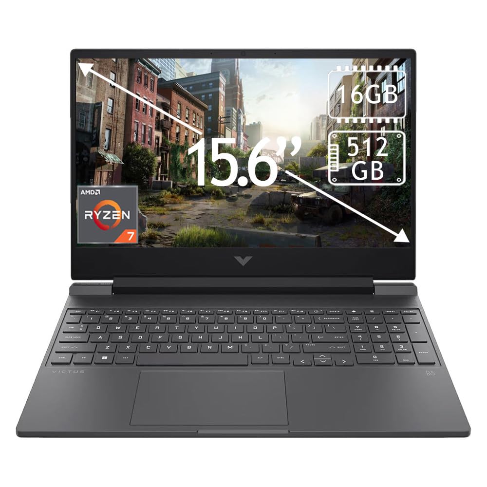Laptop Gamer HP Victus NVIDIA GeForce RTX 4050 AMD Ryzen 7 7445HS 16GB RAM 512GB SSD 15.6" Windows 11 Home Teclado en Ingles