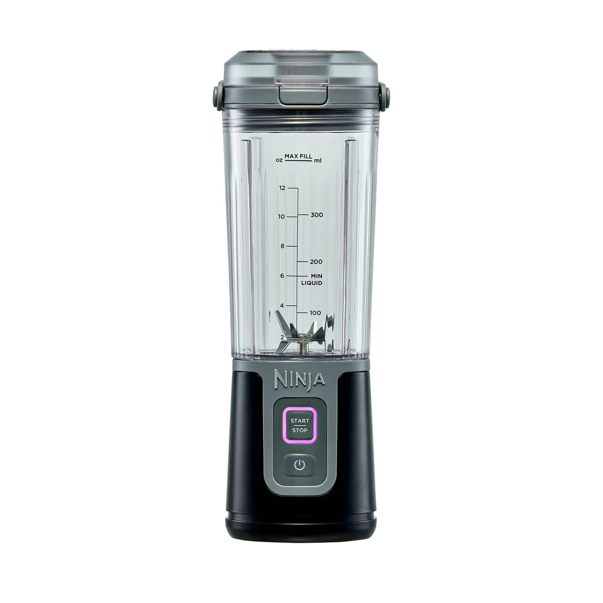 Ninja BC100 Batidora portátil, Capacidad de 16 onzas, licuadora personal para batidos y batidos, sin BPA, tapa a prueba de fugas y boquilla para beber, recargable con USB-C (Reacondiconado) (Negro)