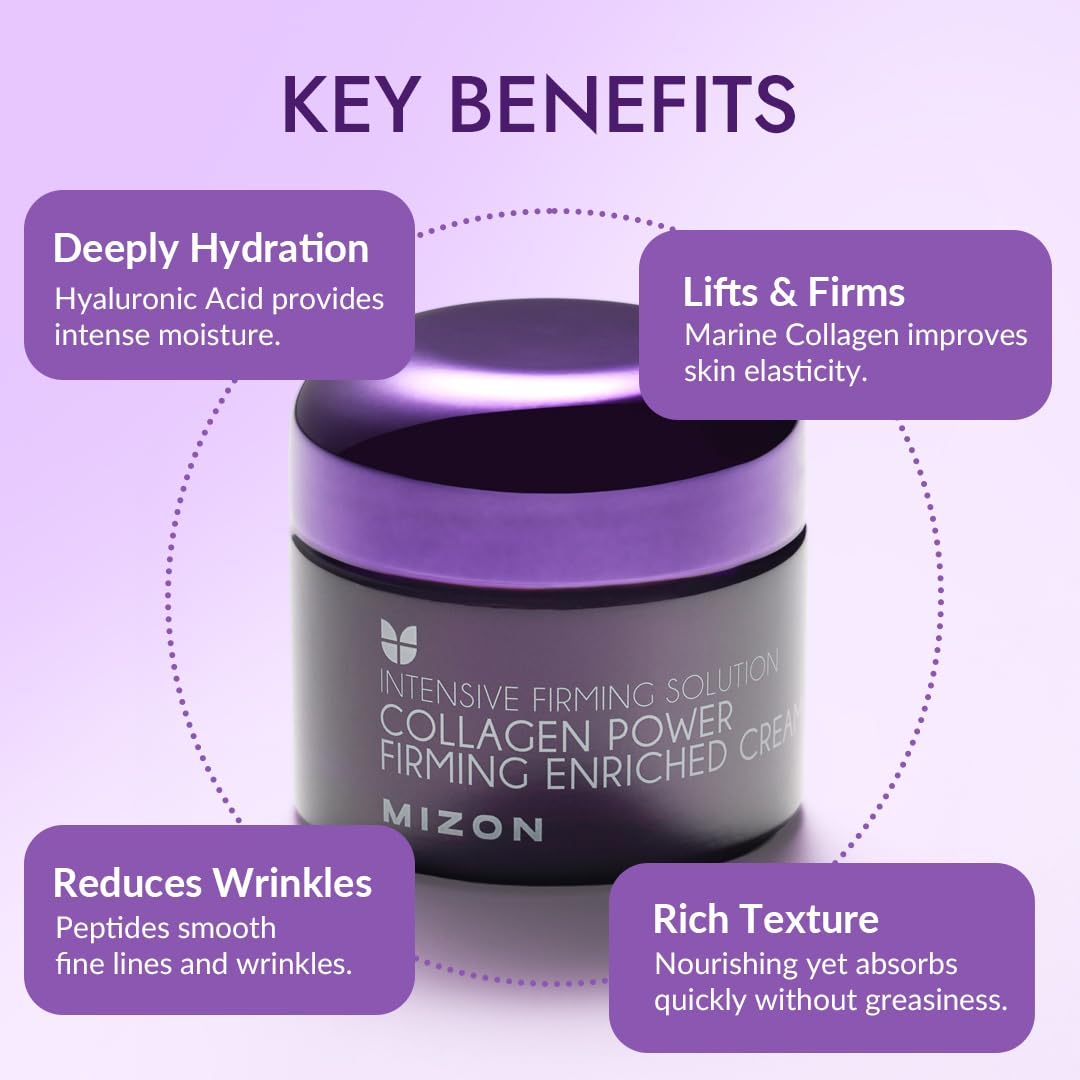 MIZON Crema Hidratante Facial con Colágeno 50 ml - crema facial antiarrugas reafirmante y nutritiva - skincare coreano para piel mixta y madura