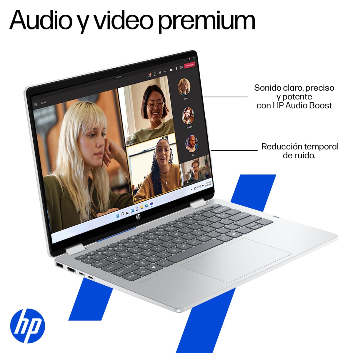 HP Laptop OmniBook 5 Flip 14-fp0054la, 2-en-1, Intel Core i5, 16 GB RAM, 512 GB SSD, 14", 2K (1920x1200), Pantalla Táctil, Lápiz Recargable, Windows 11 Home, Garantía Mexico, Plata