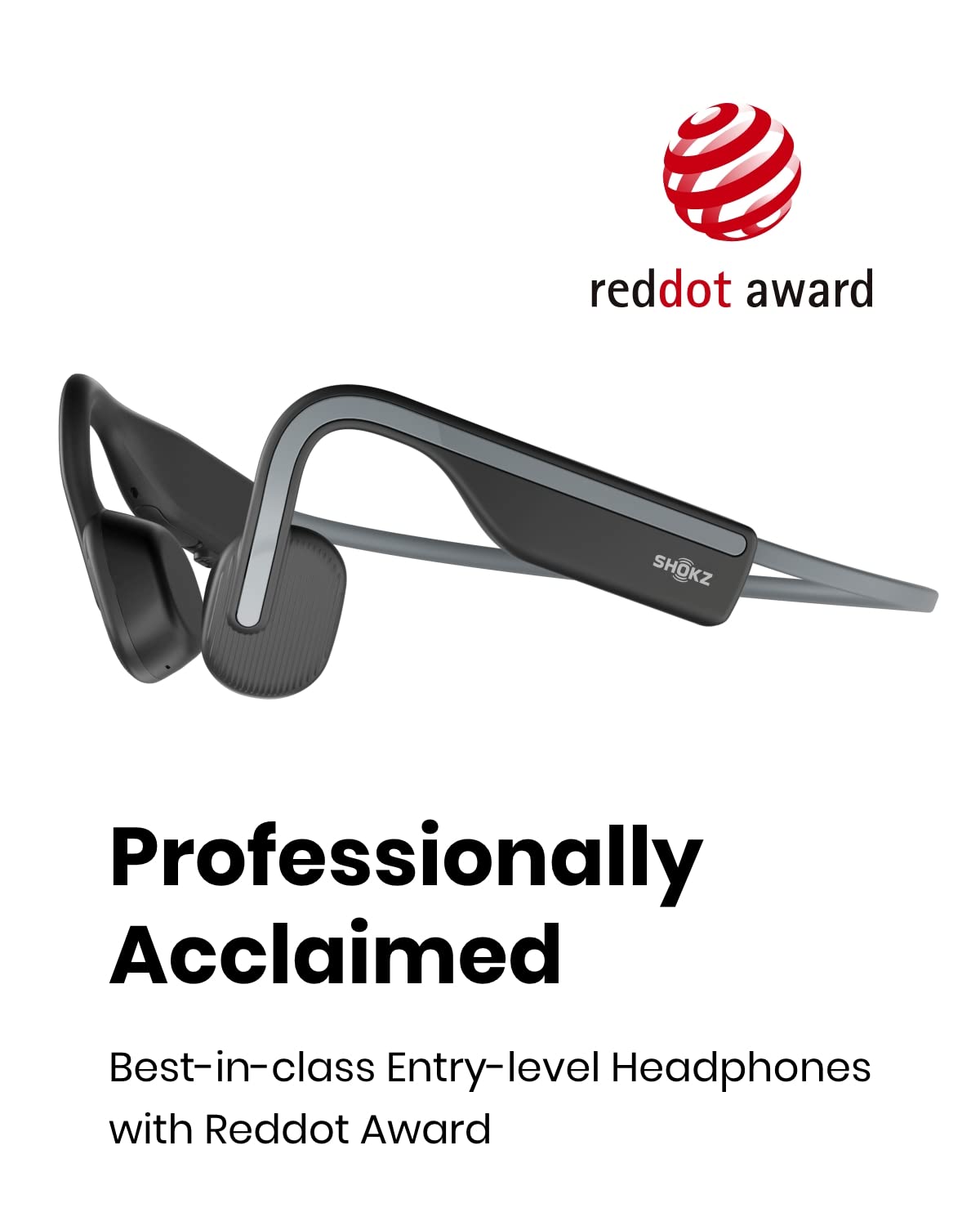 SHOKZ OpenMove auriculares conducción ósea,Open-Ear auriculares deportivos inalámbricos con Bluetooth y micrófono,auriculares resistencia al agua IP55 para correr y ejercicio,6h Duración Batería, Gris