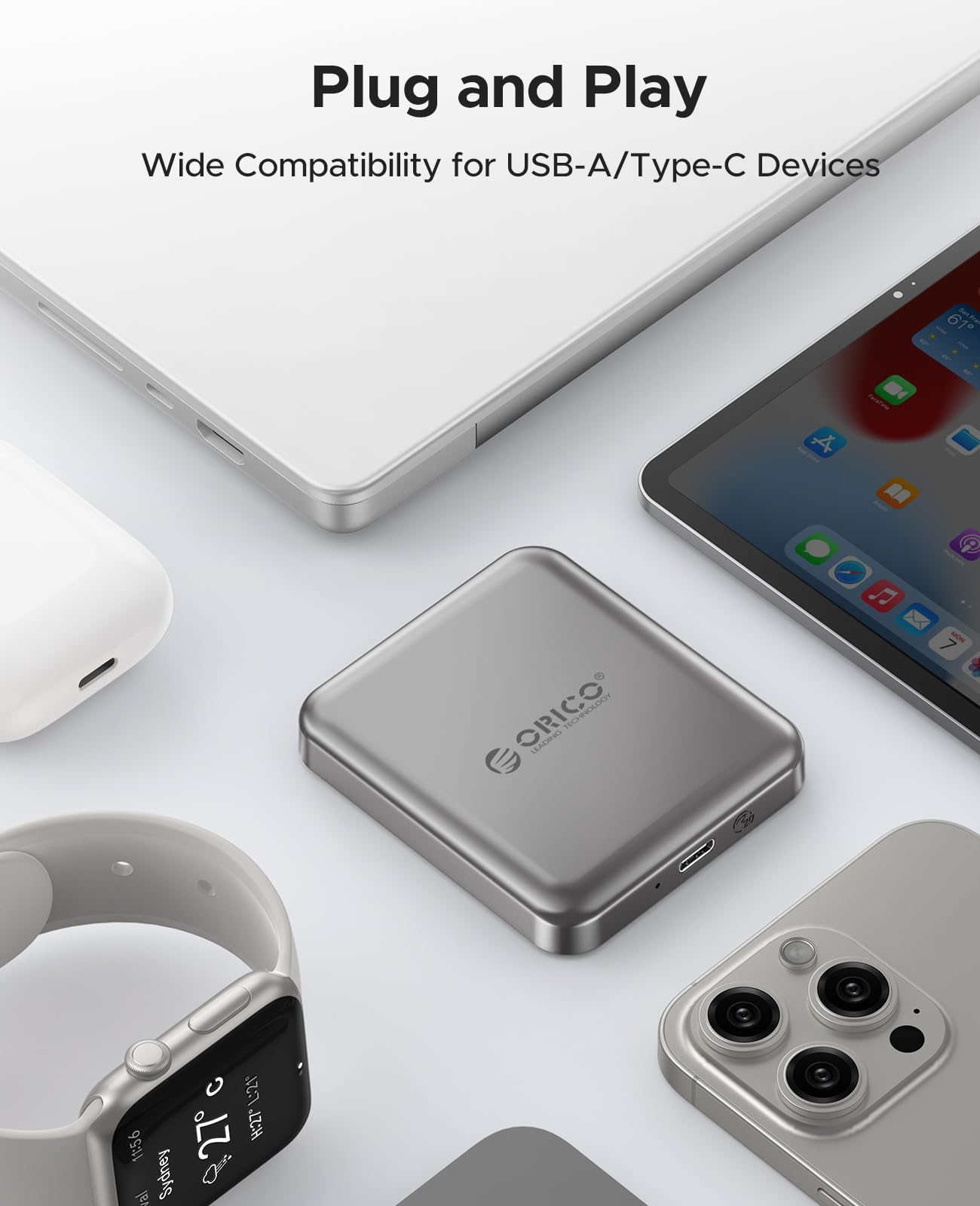 ORICO 512 GB SSD Magnético Externo hasta 2000 MB/s, 4K ProRes HDR, Unidad de Estado Sólido Portátil para Smartphone, Tablet y Ordenador- A20PLUS (Gris)