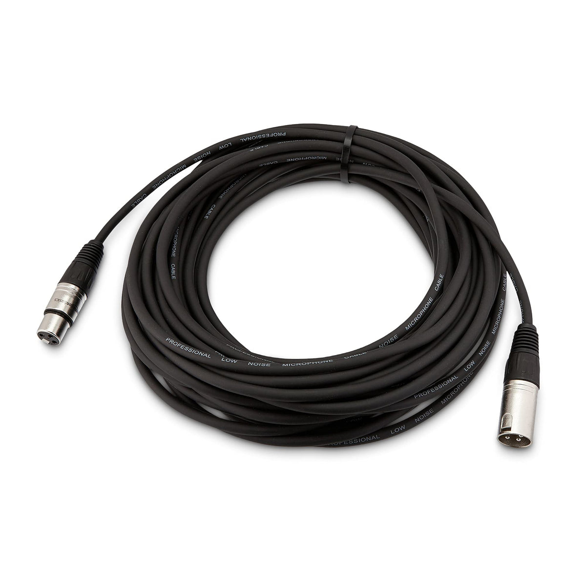 Amazon Basics - Cable de micrófono equilibrado XLR estándar macho a hembra, duradero y flexible, cancelación de ruido, 50 pies, negro