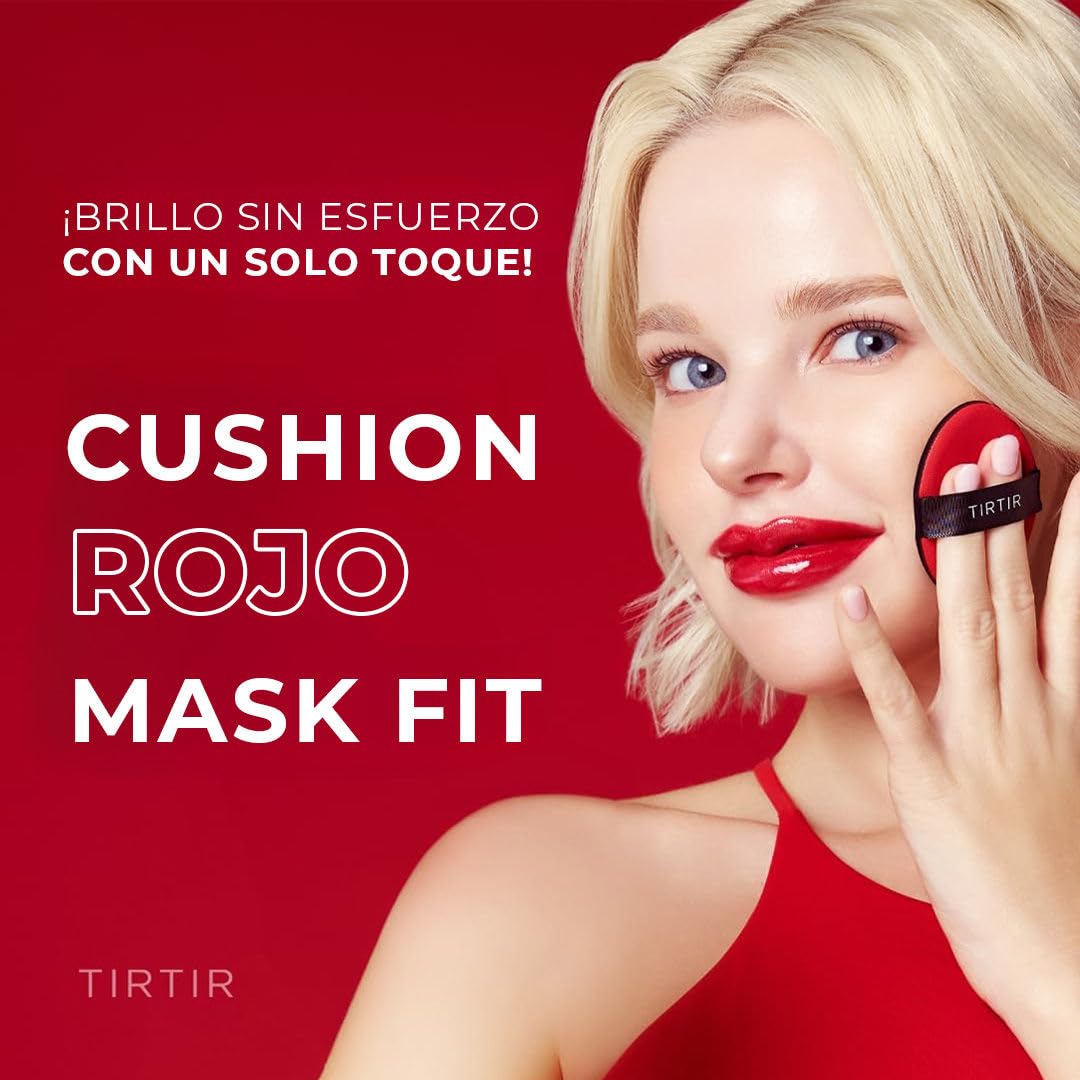 TIRTIR - Mask Fit Red Cushion (MINI) 29N NATURAL BEIGE 4.5 g. - base de maquillaje de alta cobertura, Acabado Satinado, Larga Duración hasta 72H, Ligera y Transpirable