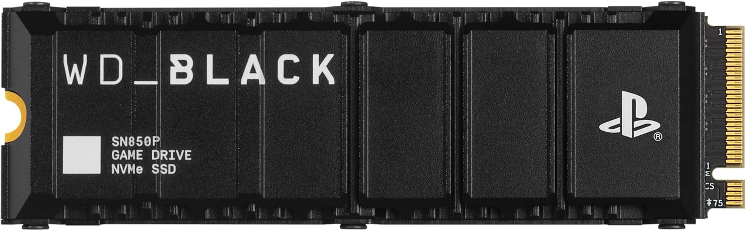 WD_Black Western Digital 2TB SN850P NVMe M.2 SSD Expansión de Almacenamiento con Licencia Oficial para Consolas PS5, hasta 7,300 MB/s, con disipador de Calor - WDBBYV0020BNC-WRSN