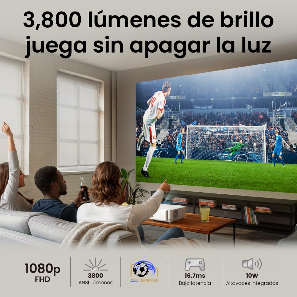 BenQ Proyector TH575C para Entretenimiento en casa 1080p 3800 lúmenes de Alta luminosidad, 16.7 ms de Baja latencia para Videojuegos, Modos de Cine, Deportes y Juegos, corrección automática Vertical