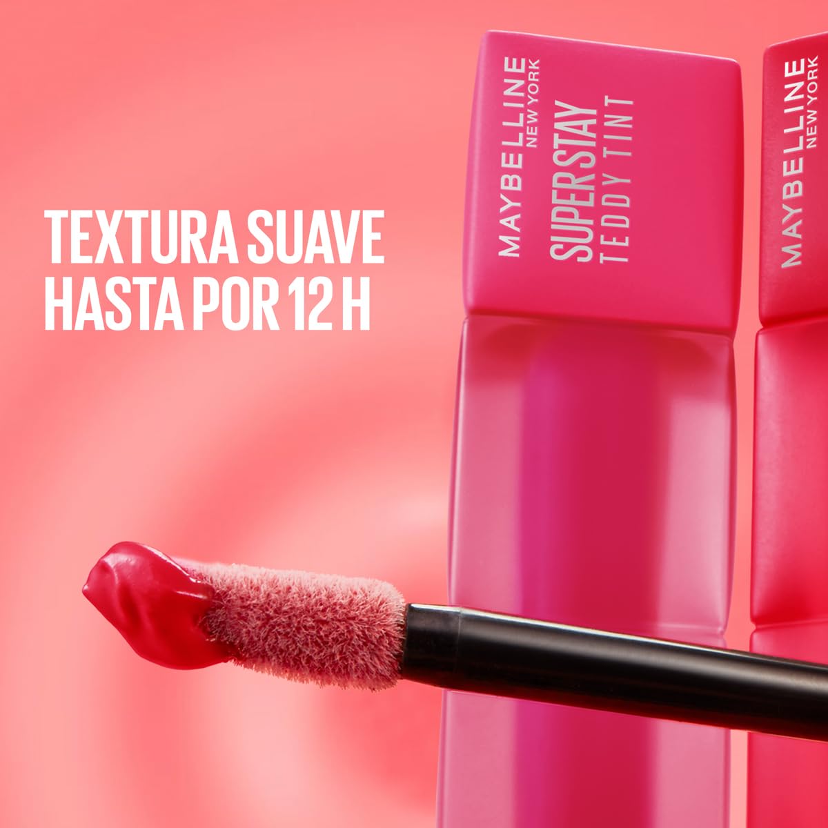 Maybelline Super Stay Teddy Tint, Tinta para Labios Mate Difuminado, Larga Duración 12 Horas, Textura Suave, No Transfiere, A Prueba de Bebidas y Besos, Tono Coquettish, 5 ml