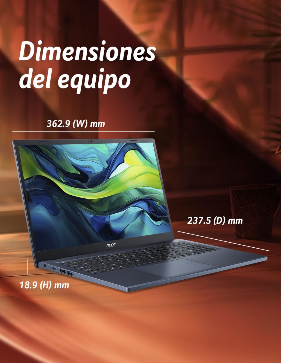 Acer Laptop Ryzen5 Aspire 3 Pantalla Touch | AMD R5-7520U, 4 Núcleos | 8GB RAM | 512GB SSD | Panel Touch 15.6'' FHD | AMD Radeon Graphics