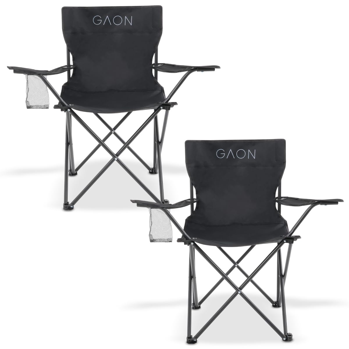 DURALIFE GAON. 2 Sillas Plegables para Camping, Jardin, Playa o Pesca Portatil Ultraligera de Lona Impermeable (Negro