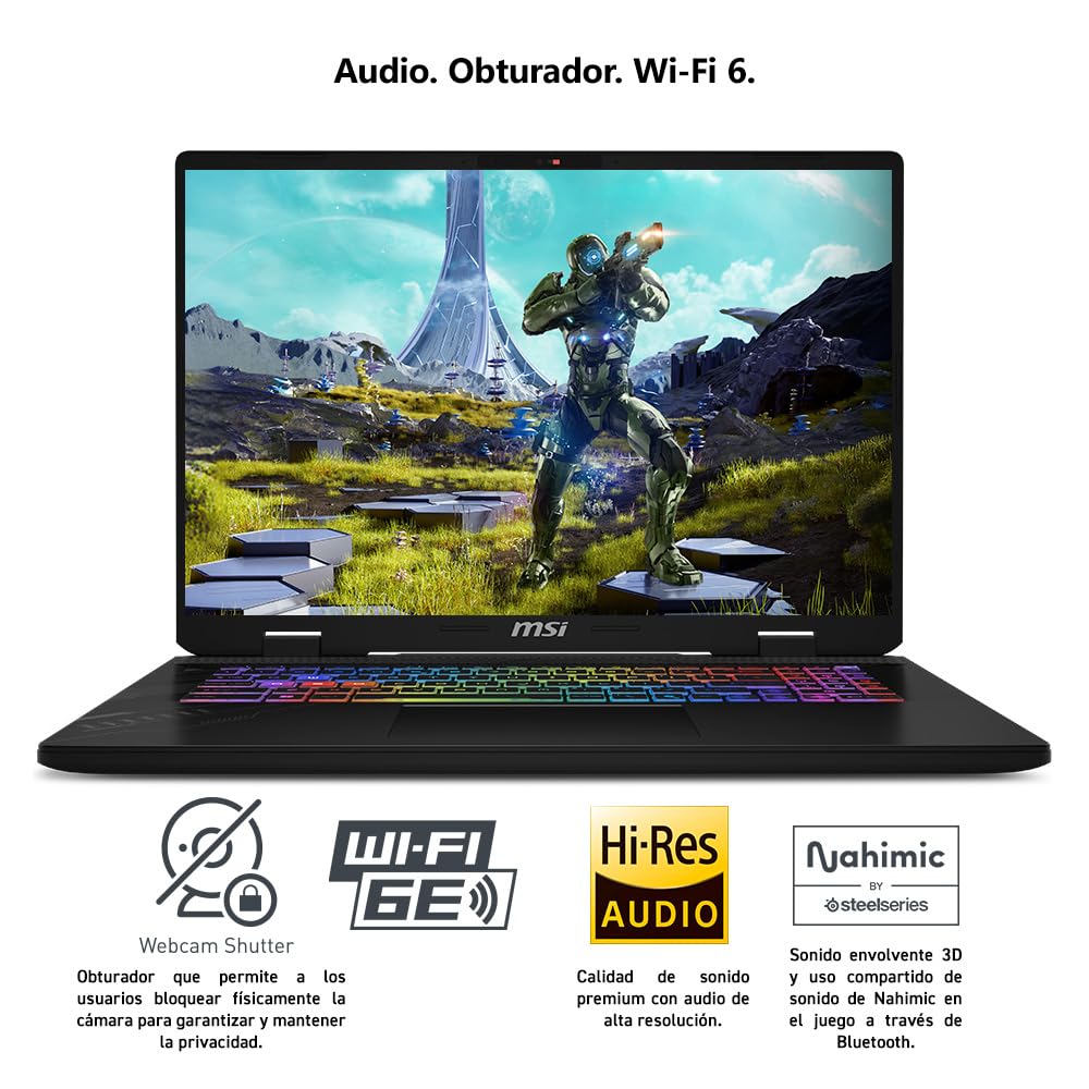 MSI Laptop Gaming Crosshair 17" NVIDIA GeForce RTX5060 Ryzen 9 16GB RAM 1TB SSD/Teclado en español/2 años de garantía/Incluye Mochila
