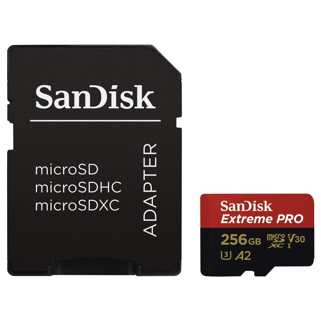 SanDisk microSDXC Extreme PRO 256GB Tarjeta de memoria con adaptador funciona con DJI Mini 4 Pro Action Drone (SDSQXCD-256G-GN6MA) A2 UHS-I U3 4k Bundle con 1 lector de tarjetas MicroSD y SD