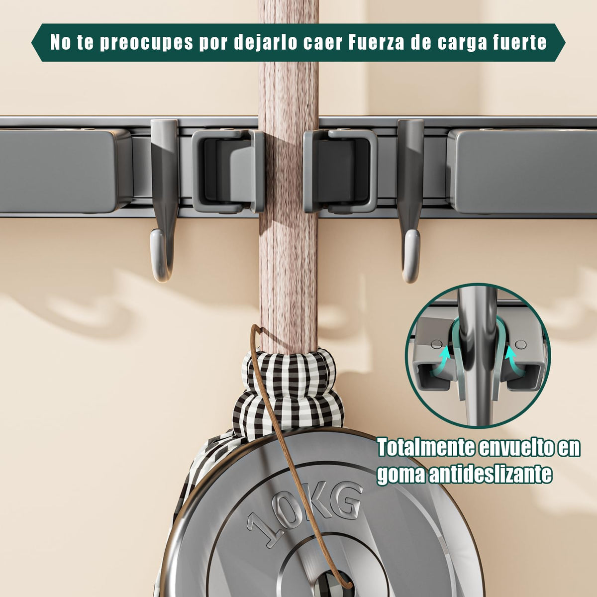 Porta Escobas y Trapeadores Pared Puede Moverse Organizador Aluminio Soporte Para Escobas Tornillos y Pegamento Colgador de Escobas y Trapeadores 50cm 1 paquetes Tofaney