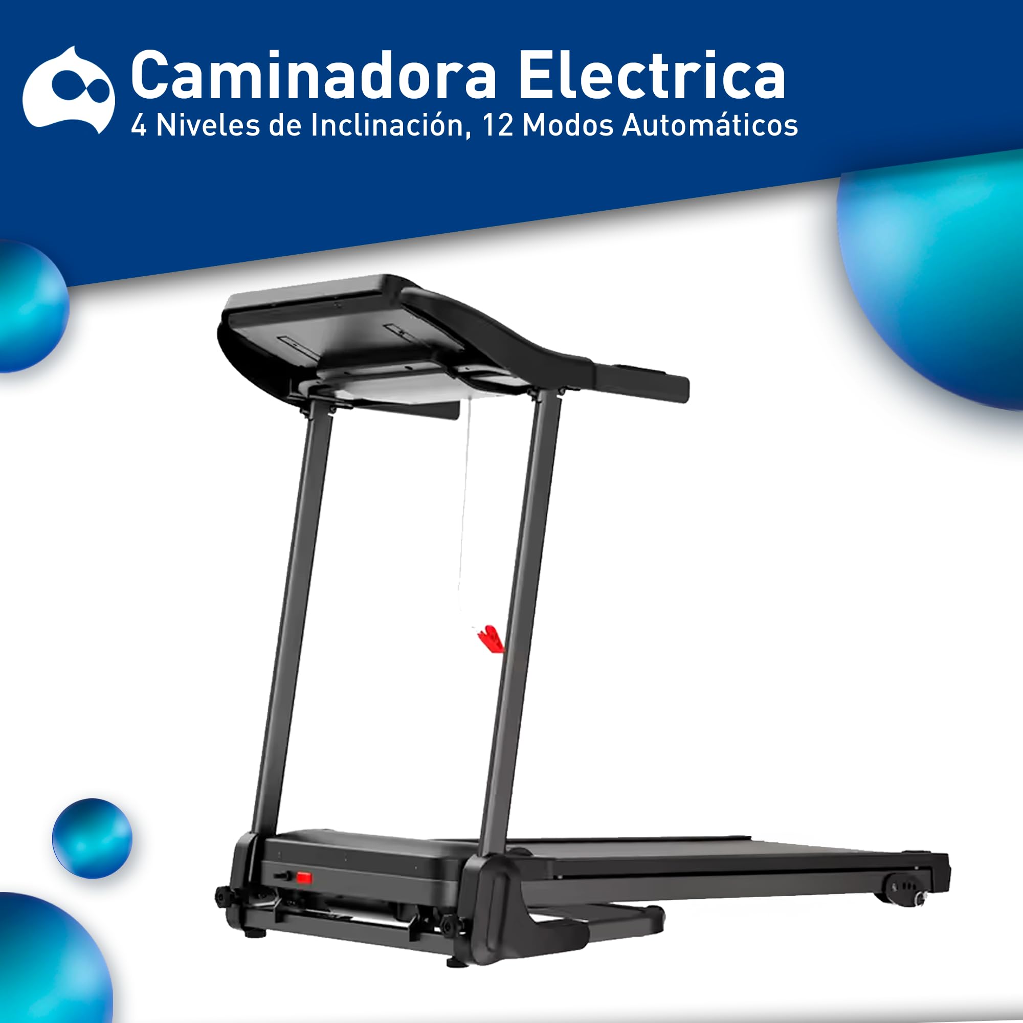 Bluelander Caminadora Electrica 2.0 HP, Caminadora Electrica Portatil, 4 Niveles de Inclinación, 12 Modos Automáticos, Incluye Bocinas y Pantalla, Velocidad de 1 a 14 Km/h, Capacidad de Soporte 110 Kg