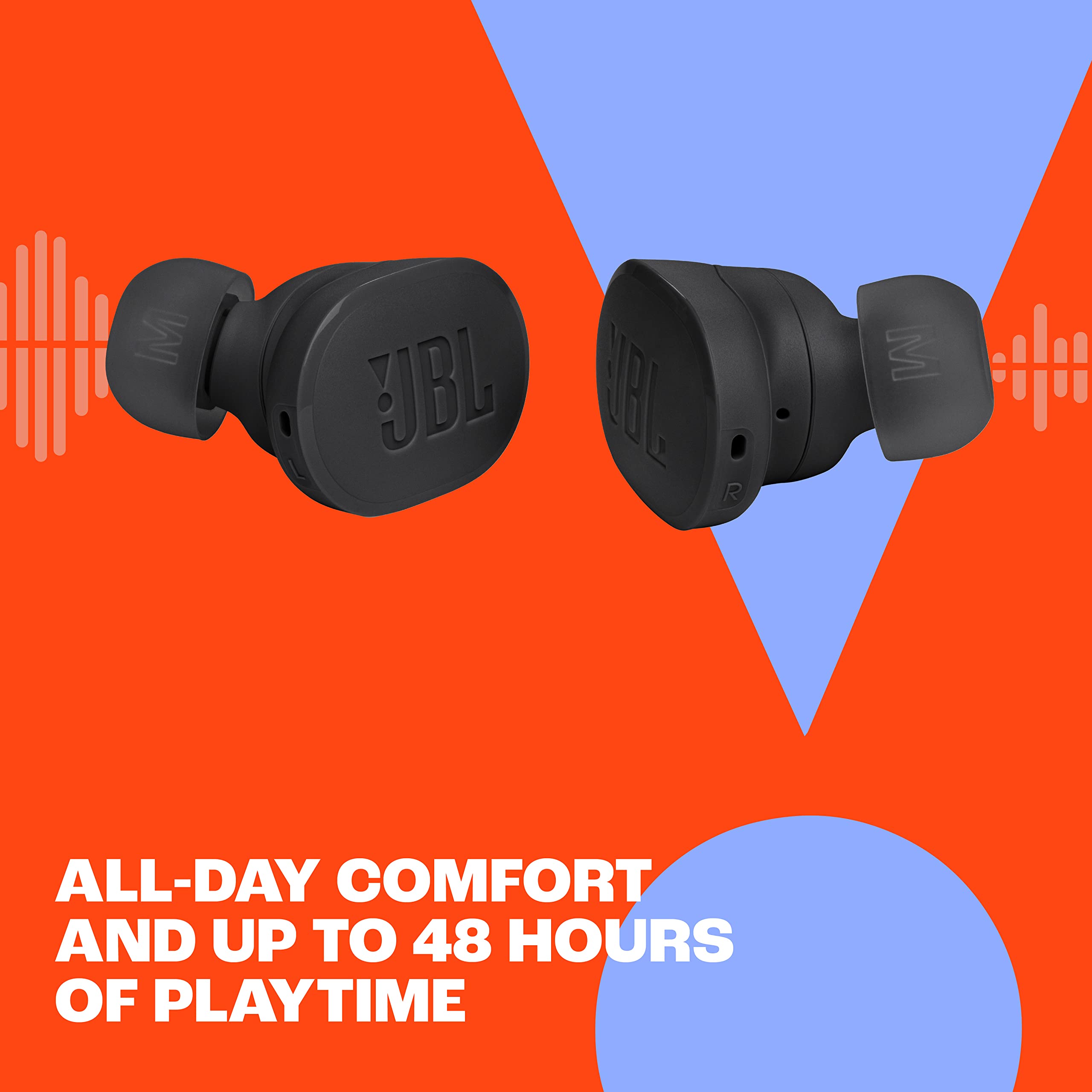JBL Tune Buds, Audífonos Inalámbricos ANC Bluetooth, Drivers de 10mm, Reproducción 48 Horas, Resistentes al Agua y al Polvo IP54 - Azul