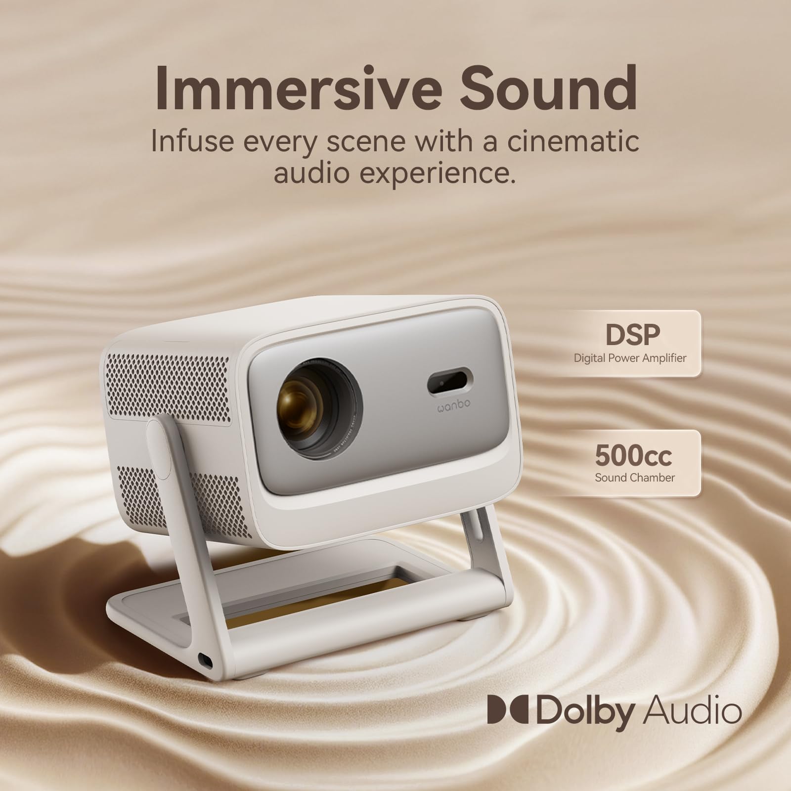Wanbo Vali 1 Pro Proyector 4K Google TV Oficial WiFi y Bluetooth, Dolby Audio, MEMC, 1080P Nativo 900 ANSI, Enfoque Automático y Corrección Keystone, Portátil para Cine en Casa y Exterior hasta 260"