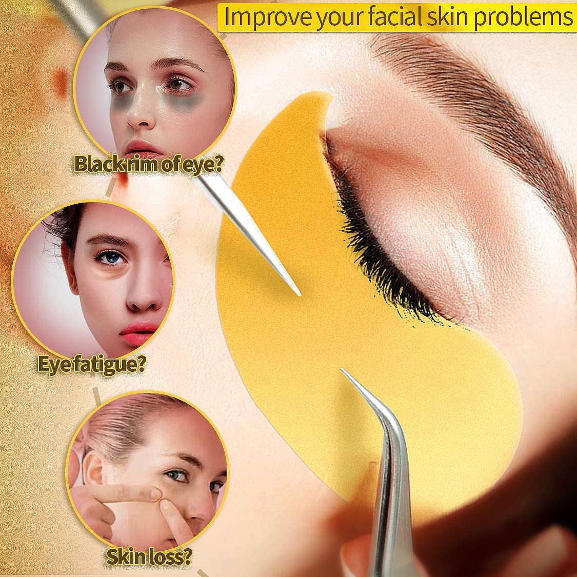 Allphv-Parches Ojos 24k Oro, 60 Pcs, Colágeno, Contorno de Ojos Antiarrugas