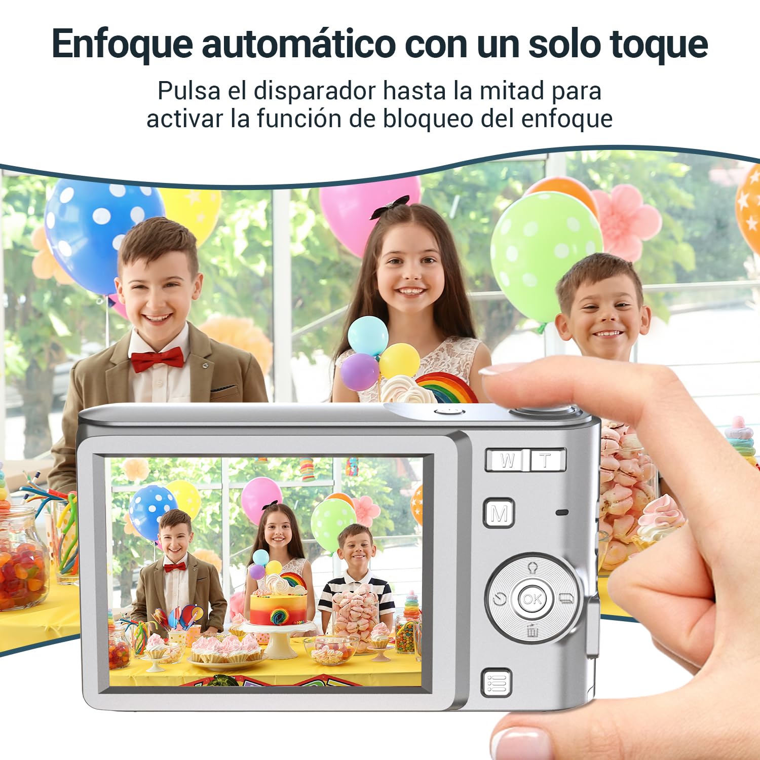 vantisan Cámara Digital, HD 1080P 50MP Vlogging, Cámara de Video con Tarjeta 32GB, Enfoque Automático con Zoom 16X, Disparo Continuo, Pantalla IPS de 2.4'', Mini Camara para Niños y Niñas