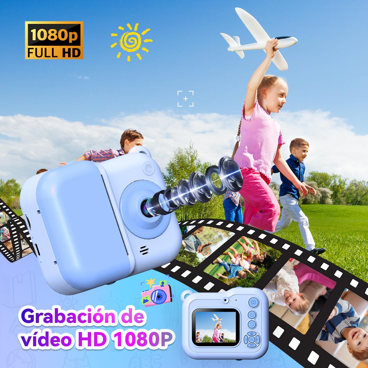 ETprin Cámara Instantánea para Niños – Regalo Divertido y Creativo, Pantalla de 2.4", Doble Lente, Tarjeta de 32GB, Ideal para Cumpleaños y Fiestas