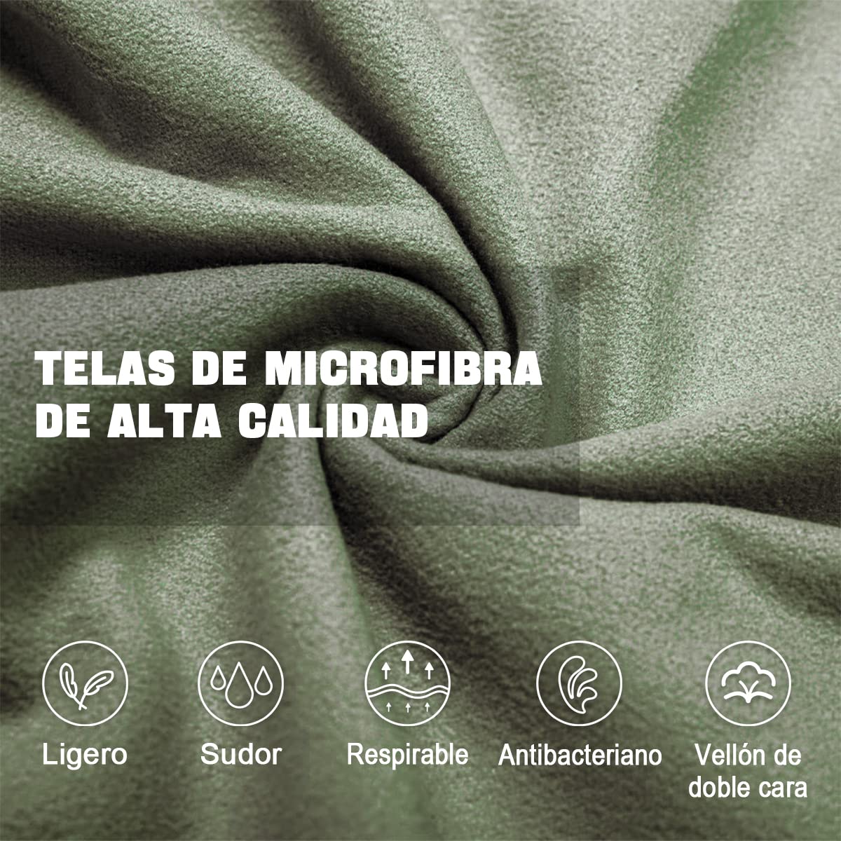 Toalla Deportiva, EASYTAO Toalla Microfibra 3PCS, Toalla Gym Suave y Ligero para Natacion, Deporte, Baño, Viajes, Yoga, Etc, con Una Bolsa, 3 Tallas (76 * 152cm+40 * 80cm+30 * 30cm, Verde Militar)