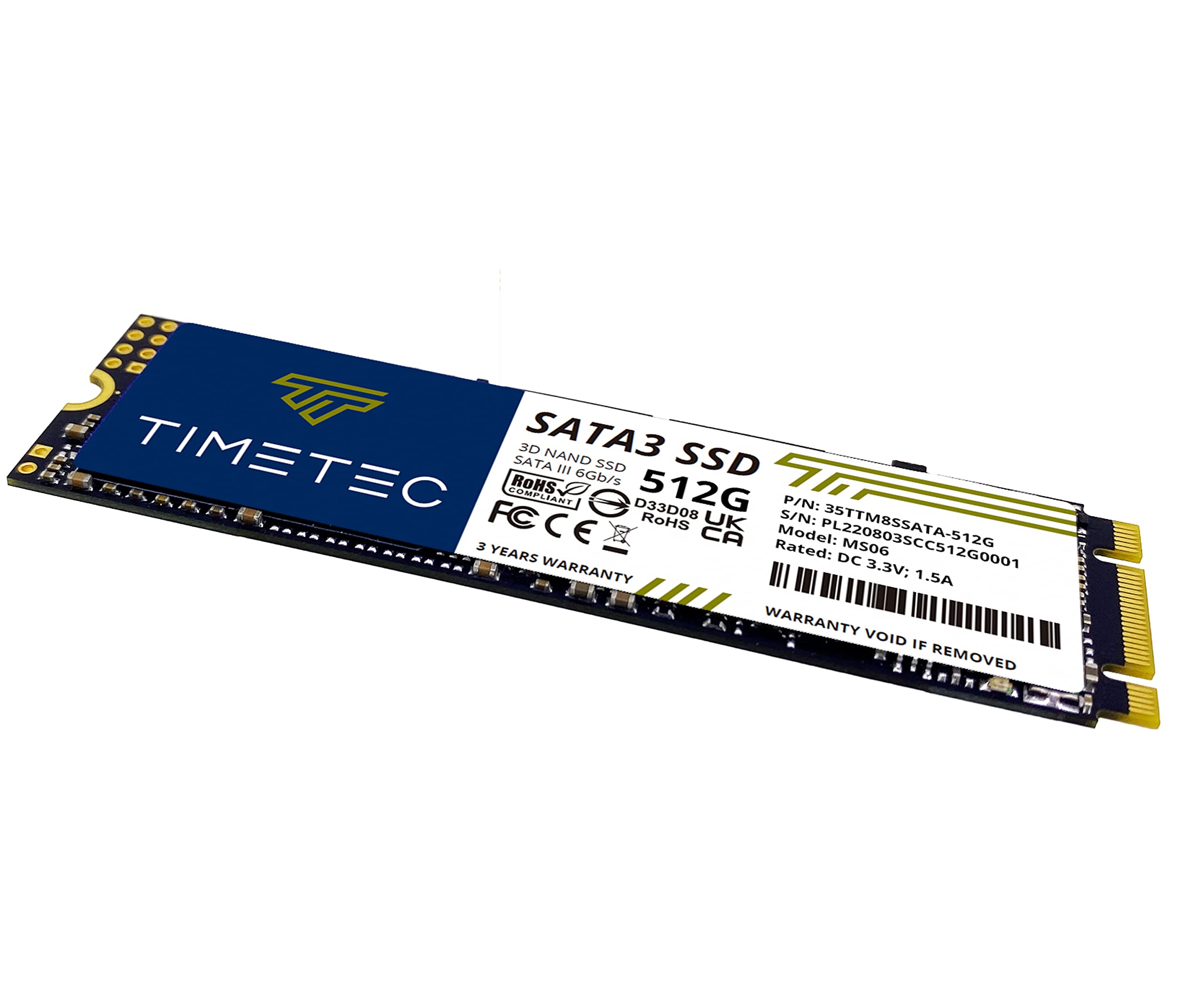 Timetec 512GB Unidad de Estado sólido Interna SSD 3D NAND TLC SATA III 6Gb/s M.2 2280 NGFF 256TBW Lectura 550MB/s SLC Cache Performance Boost para PC computadora portátil y de Escritorio (512GB)