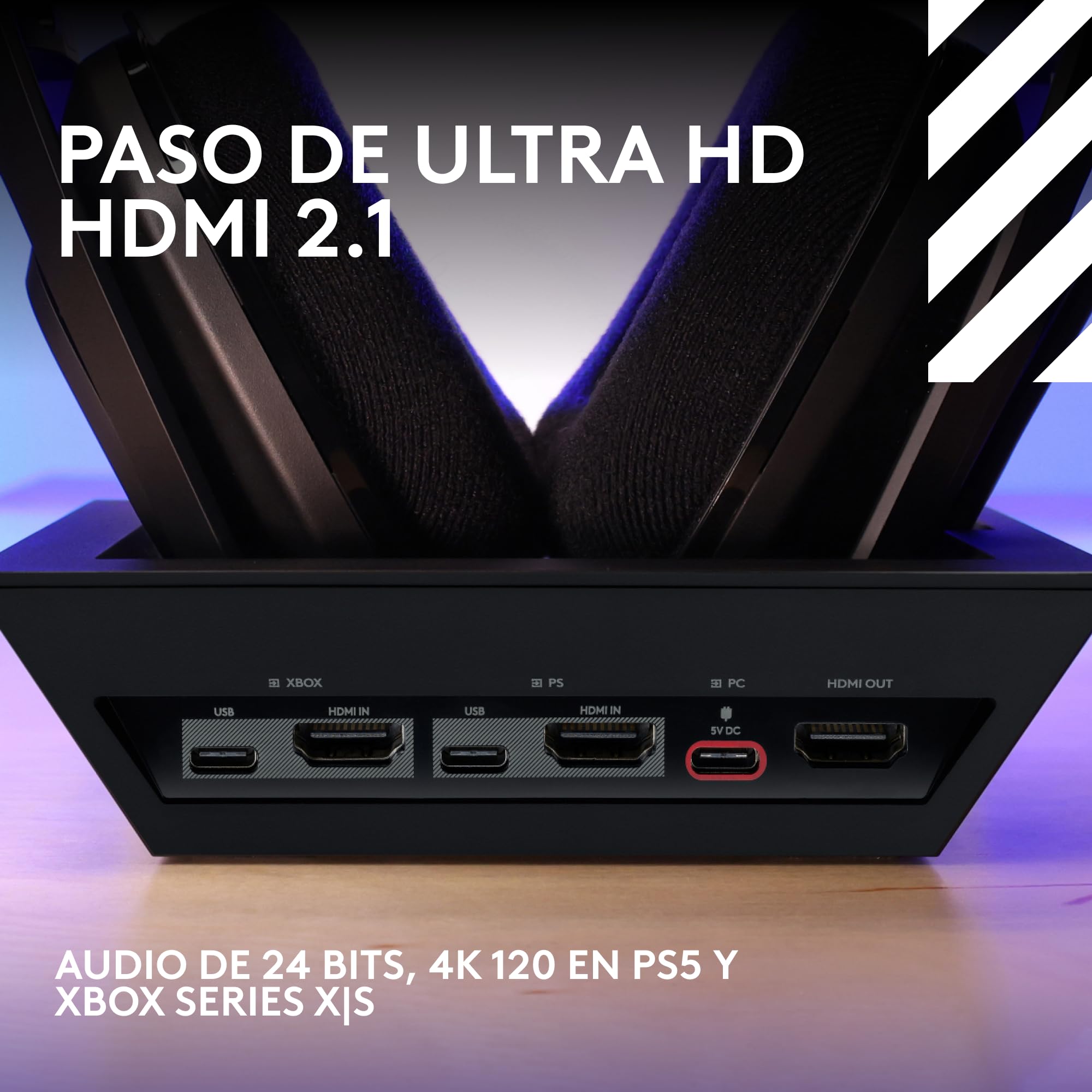 Logitech G Astro A50 X LIGHTSPEED, audífonos inalámbricos para juegos + estación base, PRO-G GRAPHENE, PLAYSYNC en Xbox Series X|S + PS5 + PC/Mac, Bluetooth, paso de HDMI 2.1 - Negro - Windows