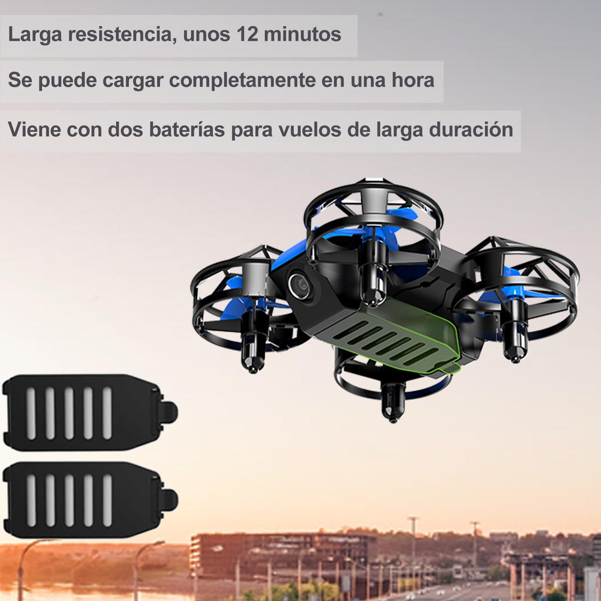 YUTVXAC Mini juguetes voladores con cámara 4K con Evitación de Obstáculos en 360°, Control Remoto 2.4G, con dos baterías, un tiempo de vuelo de hasta 24 minutos, apto para adolescentes y principiantes
