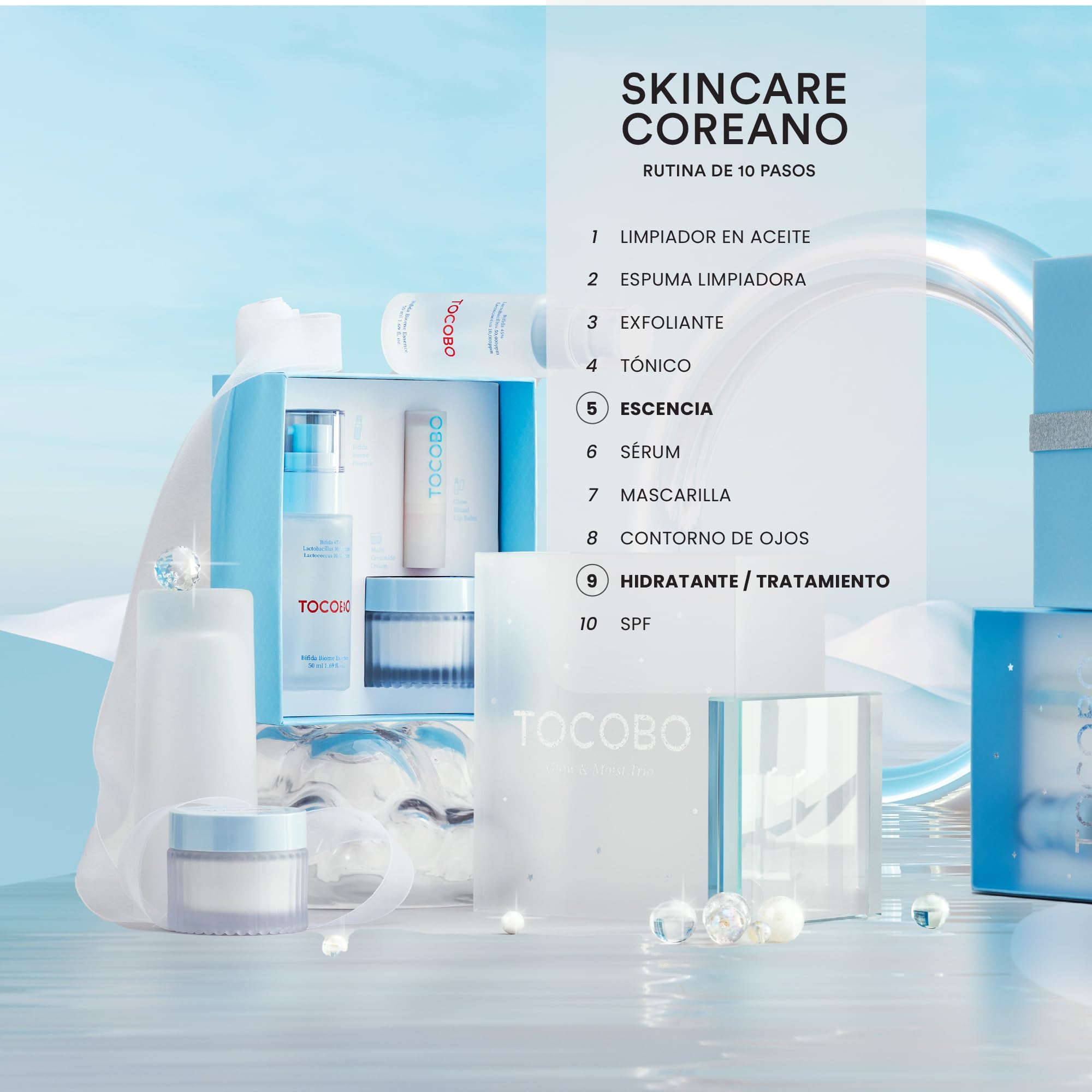 TOCOBO Glow & Moist Trio Set Kit de Cuidado Facial Coreano para Hidratar e Iluminar la Piel