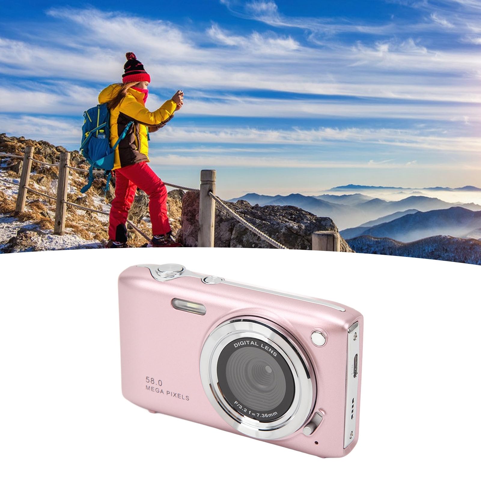 Cámara Digital, Cámara de Fotografía Temporizada Fija con Zoom 16X de 58MP 4K HD con Pantalla de 2,88 Pulgadas, Cámara de Vídeo Portátil para Reuniones Deportivas (-2214230088412)
