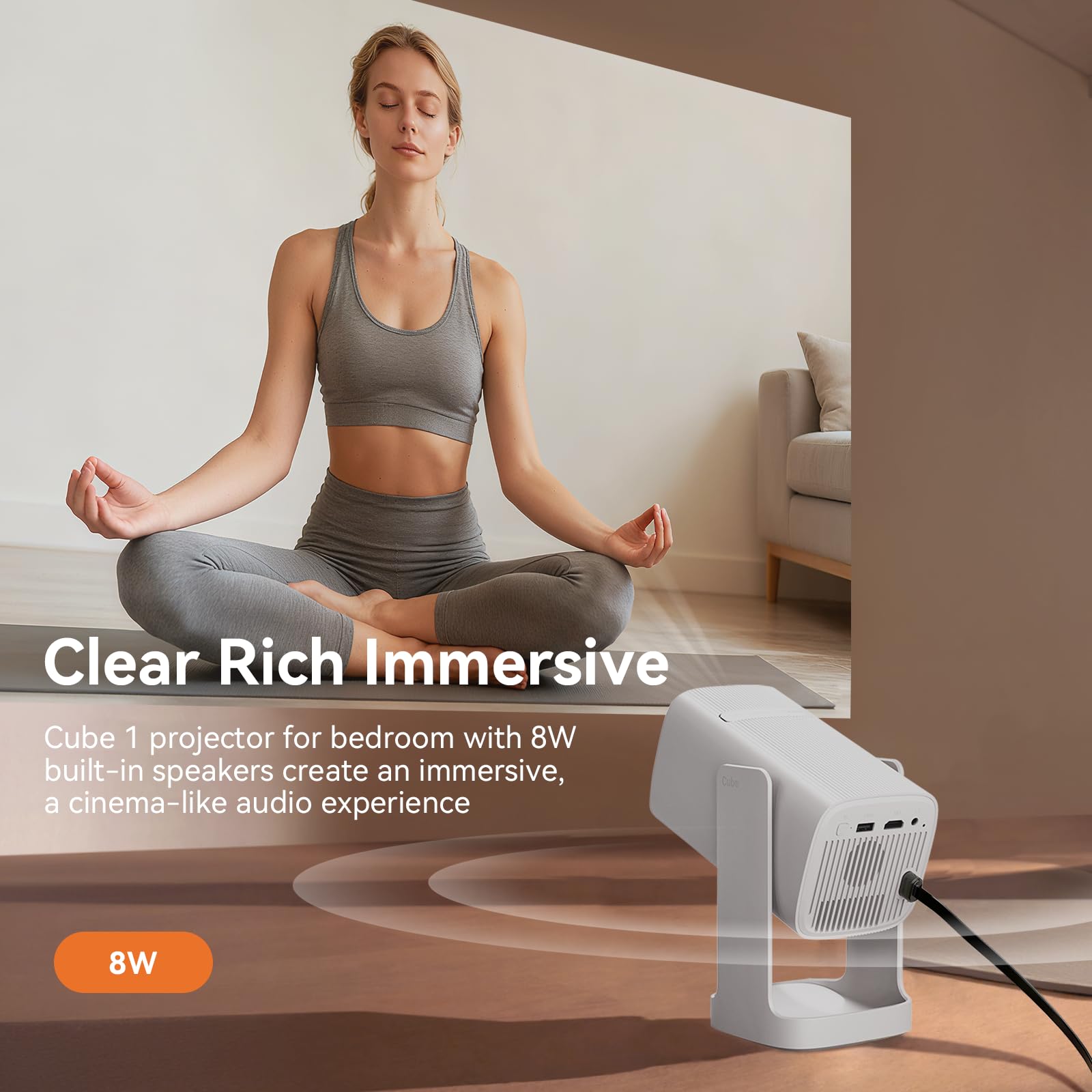 Wanbo Cube 1 Mini proyector con WiFi y Bluetooth, proyector Inteligente Compatible con 1080P, 200 ISO, Compatible con Android 11, proyector de película portátil (Blanco)