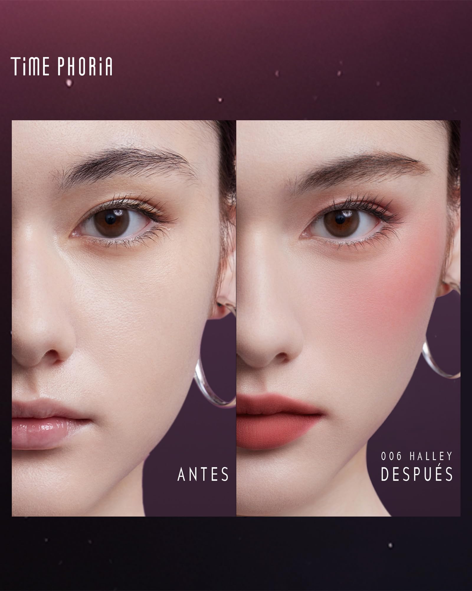 TIMEPHORIA Tinta para Labios y Mejillas 3 en 1, Labial de Lodo Velvet Mate Difuminado, Rubor en Crema de Larga Duración con Aplicador de Silicón, Maquillaje Multiusos para Rostro y Ojos 009 Cosmic