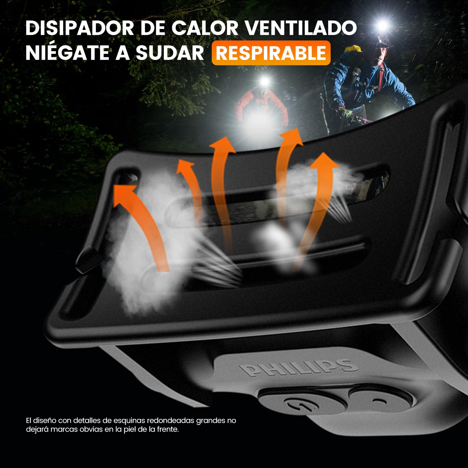 PHILIPS SFL1851 Linterna Frontal Recargable USB, Lámpara de Cabeza 5 Modos