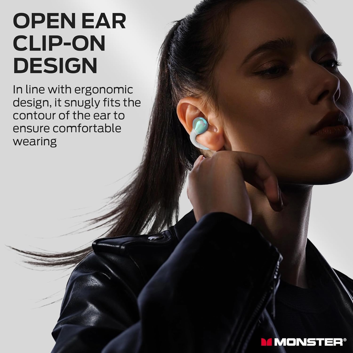 Monster Open Ear AC600, Bluetooth 5.4 Audífonos Inalámbricos Deportivos con Estéreo HiFi, Auriculares Abiertos con Llamadas Claras ENC, Tiempo de Reproducción 21H, Deportivos Impermeables IPX6(Blanco)