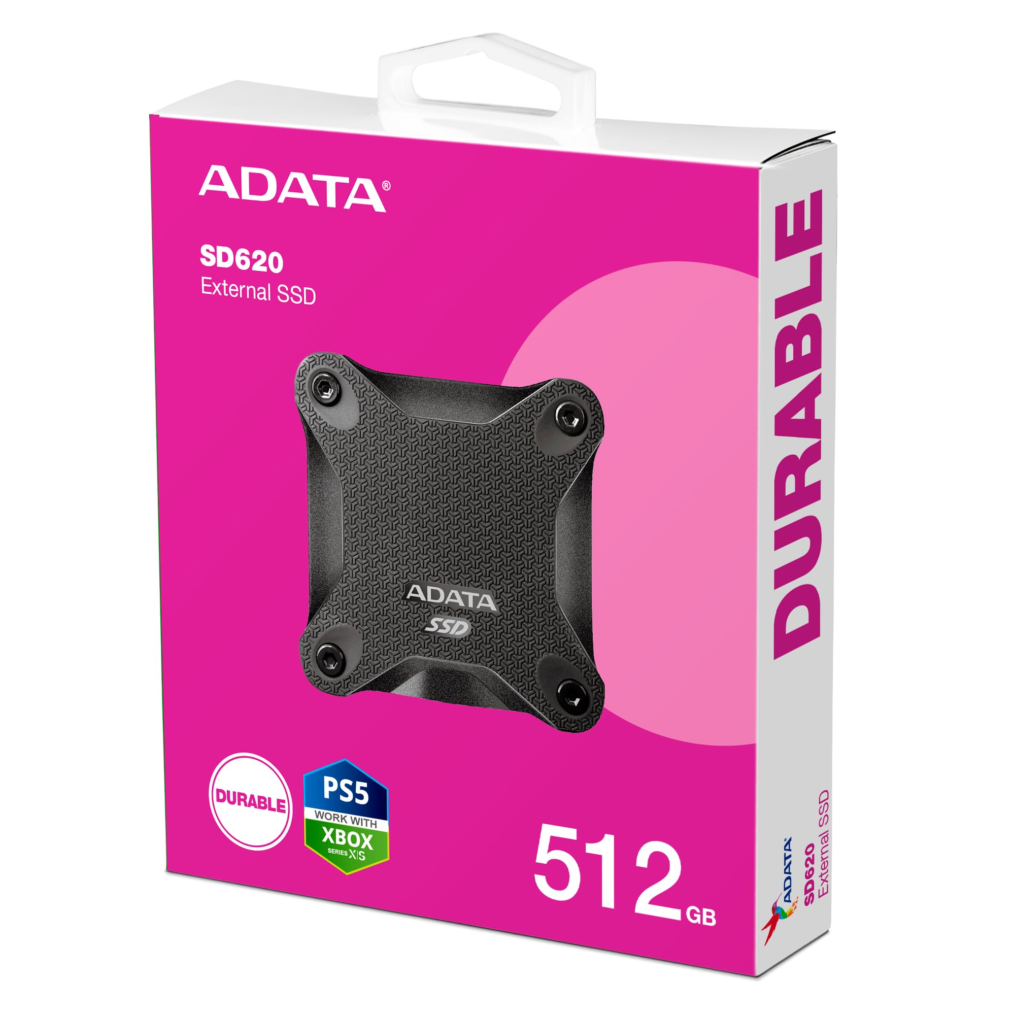 ADATA Unidad de Estado Solido SSD Externo 512GB SD620 USB 3.2 Xbox PS5 (Negro SD620-512GCBK)