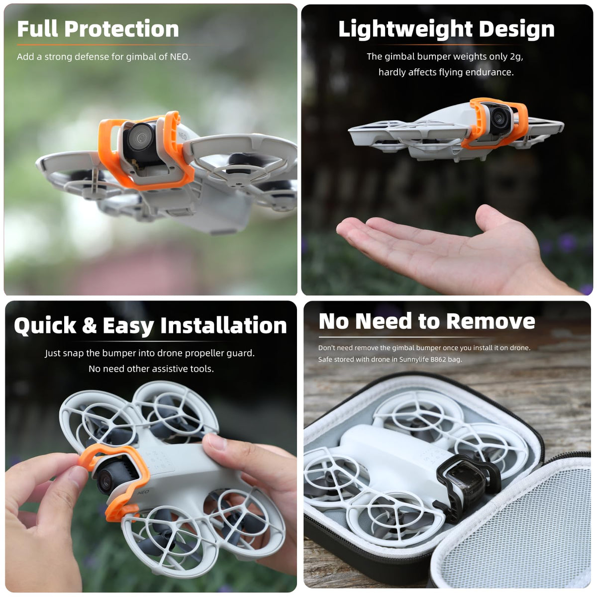 BeisDirect - Protector de cardán para DJI Neo Drone, protector de cardán de barra protectora, protector de lente de cámara, protector de lente de parachoques para DJI Neo Accesorios (naranja)