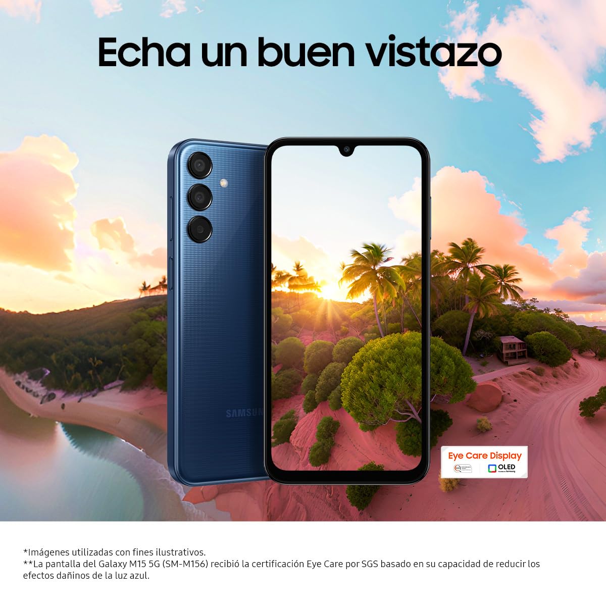 SAMSUNG Celular Galaxy M15 5G Azul Claro 4GB RAM 128GB, Nacional con Garantía